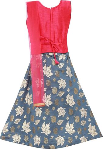 Readymade Indian Ethnic Kids Skirt Top with Embroidery & Zip Closer in Saudi Arabia