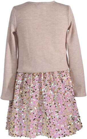 Bonnie Jean Girl's Valentine's Day Outfit - Pink Skirt and Sequin Heart Shirt Set for Little Girls in Saudi Arabia