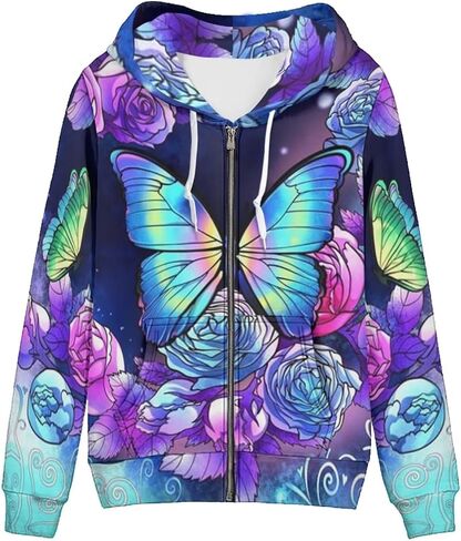 Yuyamidu Zip Up Hoodie for Women Lightweight Fall Jacket Streetwear Oversized Hooded Sweatshirts for Teen Girls in Saudi Arabia