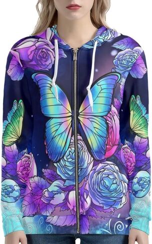 Yuyamidu Zip Up Hoodie for Women Lightweight Fall Jacket Streetwear Oversized Hooded Sweatshirts for Teen Girls in Saudi Arabia
