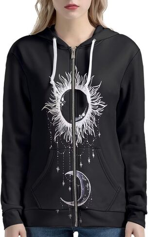 Yuyamidu Zip Up Hoodie for Women Lightweight Fall Jacket Streetwear Oversized Hooded Sweatshirts for Teen Girls in Saudi Arabia