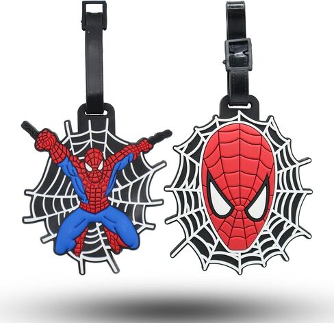 Luggage Tag for Suitcase, Backpack, Stroller & Travel – Cute Unique Identifier & Best Gift for Kids, Women, Men & Girls (Spider 2P) in Saudi Arabia