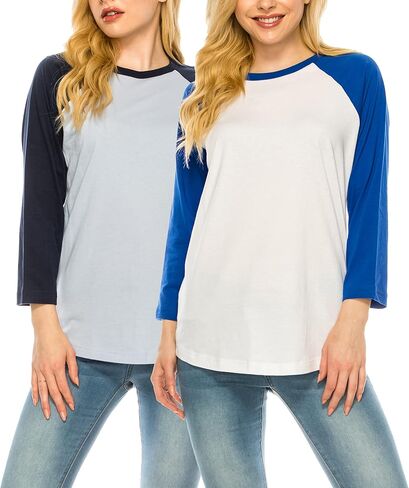 Protrend Womens 2Pack 3/4 Sleeve Raglan Baseball Jersey in Saudi Arabia