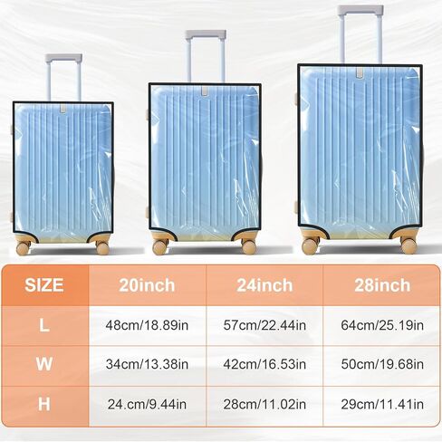 FACULX 3pcs Clear Luggage Covers and 3pcs Adjustable Luggage Straps, Waterproof PVC Luggage Protector Suitcase Cover Set for 20 24 28 inch Case in Saudi Arabia