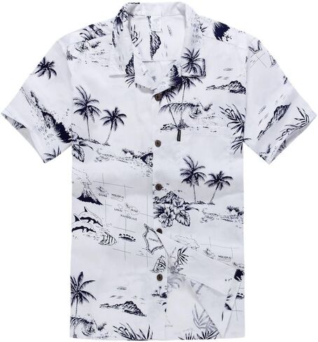 Young Adult Boy Hawaiian Aloha Luau Shirt Only in White Map and Surfer 14 Year Old in Kuwait