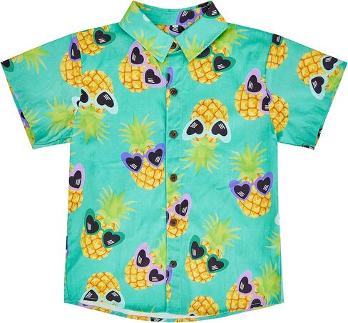 Boys Hawaiian Shirt Short Sleeve Aloha Button Down Shirt Cartoon Print Beach Dress Tops Shirts for Kids in Saudi Arabia