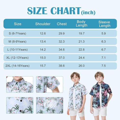 Boys Hawaiian Shirt Short Sleeve Aloha Button Down Shirt Cartoon Print Beach Dress Tops Shirts for Kids in Saudi Arabia