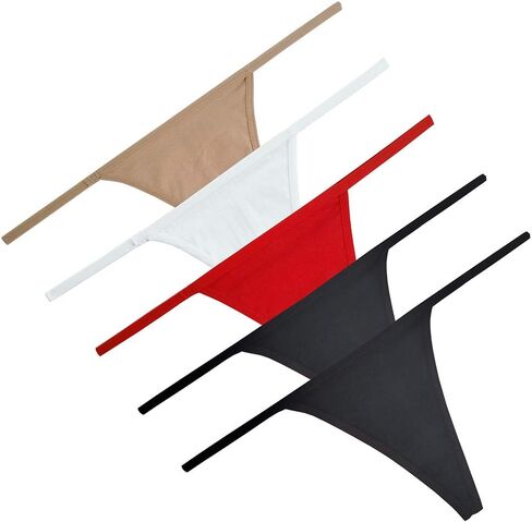 AROOMVE 5Pack Women Sexy Thong Cotton Panty Low Cut G-Strings Seamless Underwear in Kuwait