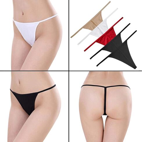 AROOMVE 5Pack Women Sexy Thong Cotton Panty Low Cut G-Strings Seamless Underwear in Kuwait