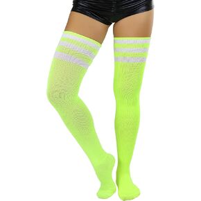 ToBeInStyle Women’s Vintage Athletic Acrylic Thigh High w/Triple Striped Top
