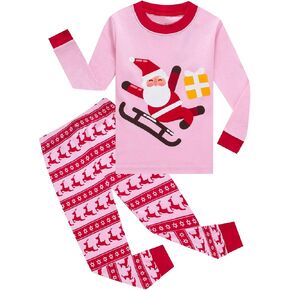 Girls Pajamas Christmas Horse 100% Cotton Toddler Pjs for Kids Children Long Sleeve Sleepwear Sets in Saudi Arabia