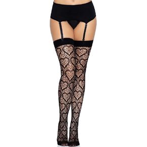 Leg Avenue Heart net thigh highs, one size(black)