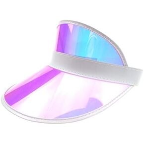 Givocker Unisex Sun Visor Caps Transparent Colored Plastic Sun Hat Elastic Headband Solar Summer UV Protection Outdoor