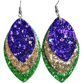Colorful Mardi Gras Resin Acrylic Tassel Dangle Earrings Dainty Mask Feather Shape Carnival Earrings for Women Girls Jewelry