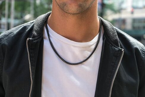 Metro Jewelry 22 to 24 Inches Long Thick Foxtail Chain Necklace and Bracelet Set for Men in Stainless Steel with Yellow Gold, Antique or Black Ion Plating 4 mm Wide Jewelry Set in Saudi Arabia