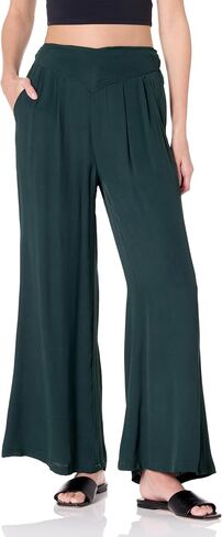 Angie Women's V-Yoke Wide Leg Pant in Satin in Saudi Arabia