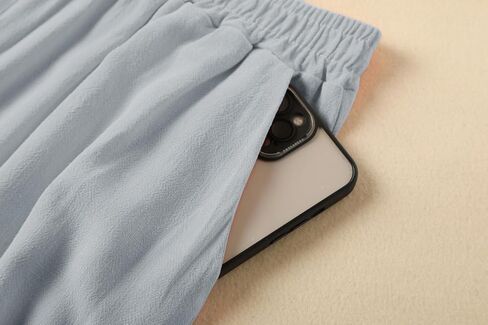 Hisanny Womens Plus Size Linen Pants Wide Leg Palazzo Trousers High Elastic Waist Flowy Pants Culottes with Pockets in Kuwait