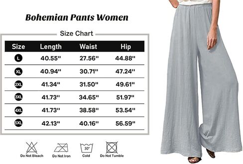 Hisanny Womens Plus Size Linen Pants Wide Leg Palazzo Trousers High Elastic Waist Flowy Pants Culottes with Pockets in Kuwait