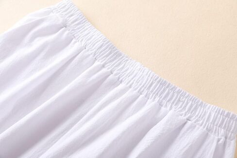 Hisanny Womens Plus Size Linen Pants Wide Leg Palazzo Trousers High Elastic Waist Flowy Pants Culottes with Pockets in Kuwait