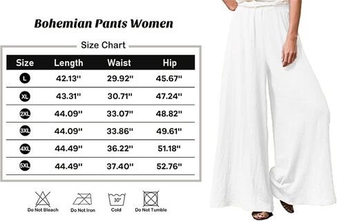 Hisanny Womens Plus Size Linen Pants Wide Leg Palazzo Trousers High Elastic Waist Flowy Pants Culottes with Pockets in Kuwait