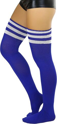 ToBeInStyle Women’s Vintage Athletic Acrylic Thigh High w/Triple Striped Top in Saudi Arabia