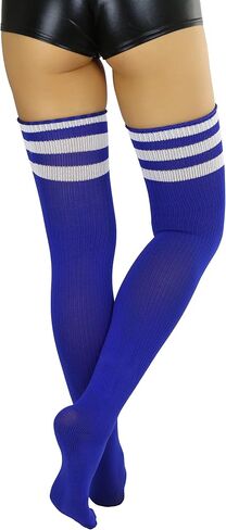 ToBeInStyle Women’s Vintage Athletic Acrylic Thigh High w/Triple Striped Top in Saudi Arabia