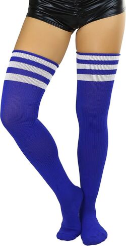 ToBeInStyle Women’s Vintage Athletic Acrylic Thigh High w/Triple Striped Top in Saudi Arabia