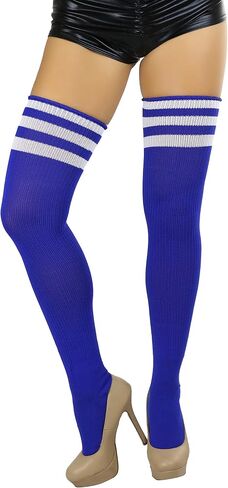 ToBeInStyle Women’s Vintage Athletic Acrylic Thigh High w/Triple Striped Top in Saudi Arabia