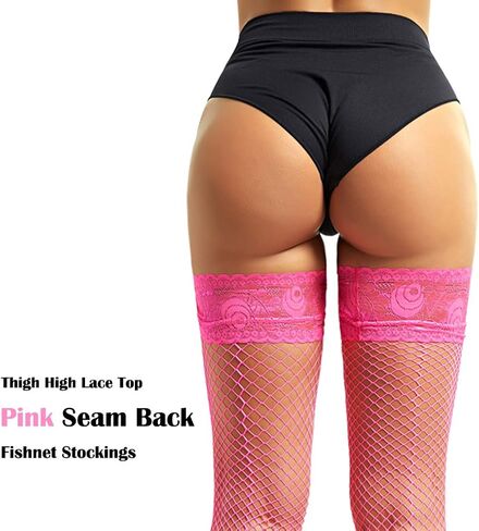 Seam Back Fishnet Thigh High Stockings Silicone Lace Top Lingerie Stay Up Sheer Nylon Hosiery in Saudi Arabia