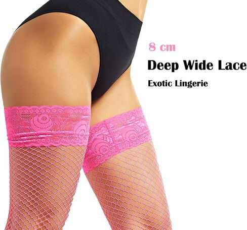 Seam Back Fishnet Thigh High Stockings Silicone Lace Top Lingerie Stay Up Sheer Nylon Hosiery in Saudi Arabia