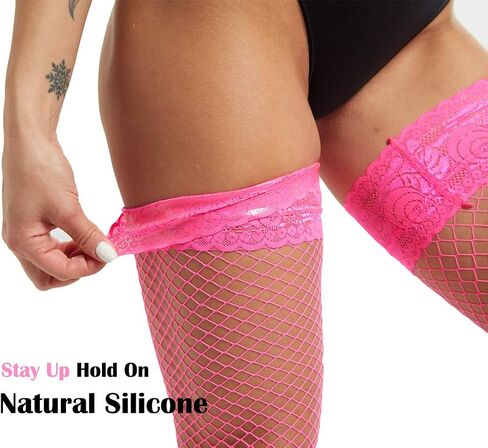 Seam Back Fishnet Thigh High Stockings Silicone Lace Top Lingerie Stay Up Sheer Nylon Hosiery in Saudi Arabia