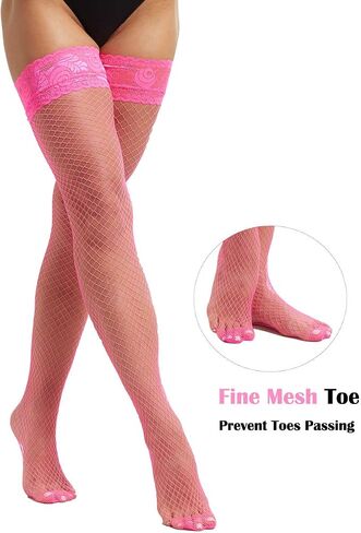 Seam Back Fishnet Thigh High Stockings Silicone Lace Top Lingerie Stay Up Sheer Nylon Hosiery in Saudi Arabia