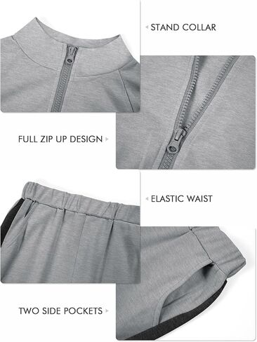 Meikulo بدلة رياضية للبنات مكونة من قطعتين للأطفال، سويت شيرت بسحاب وسراويل رياضية للركض، مجموعة من 5 إلى 14 سنة in Kuwait