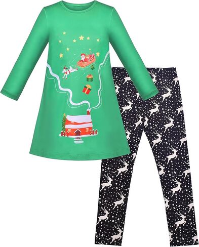 Sunny Fashion Girls Outfit Set 2 Piece Cotton Heart Casual Dresss Top Pants in Saudi Arabia