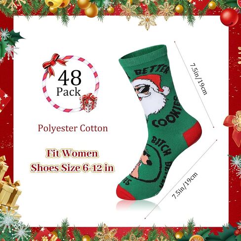 Handepo 48 Pairs Christmas Socks for Men Women Bulk Gifts for Coworkers Employee Warm Soft Holiday Crew Funny Xmas Socks(Stylish Style) in Saudi Arabia