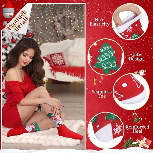 Handepo 48 Pairs Christmas Socks for Men Women Bulk Gifts for Coworkers Employee Warm Soft Holiday Crew Funny Xmas Socks(Stylish Style) in Saudi Arabia