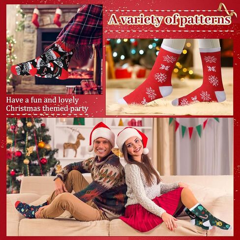 Handepo 48 Pairs Christmas Socks for Men Women Bulk Gifts for Coworkers Employee Warm Soft Holiday Crew Funny Xmas Socks(Stylish Style) in Saudi Arabia
