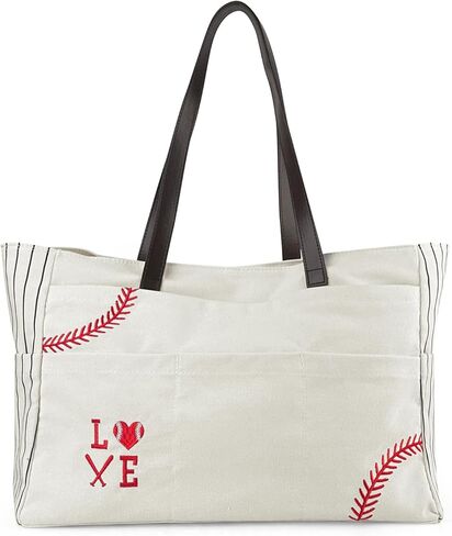 Gabigaba Woman Baseball Tote Handbag Large Oversize Casual Canvas Sports Mom Beach Travel Bag in Kuwait