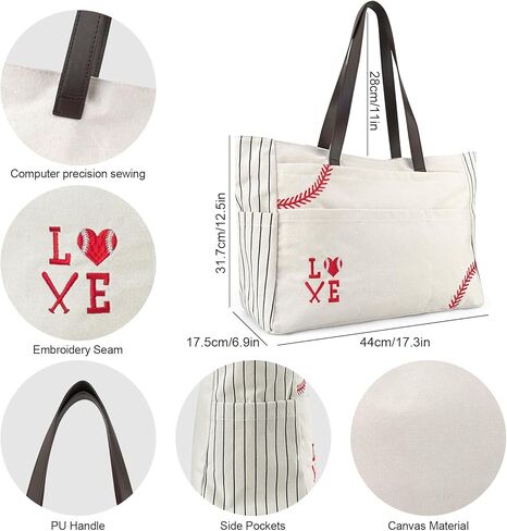 Gabigaba Woman Baseball Tote Handbag Large Oversize Casual Canvas Sports Mom Beach Travel Bag in Kuwait