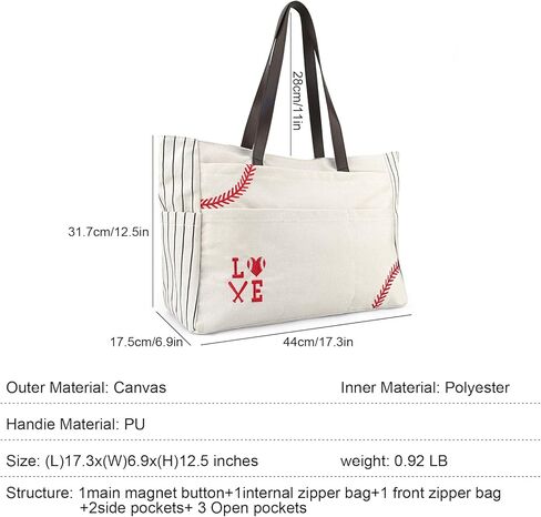Gabigaba Woman Baseball Tote Handbag Large Oversize Casual Canvas Sports Mom Beach Travel Bag in Kuwait