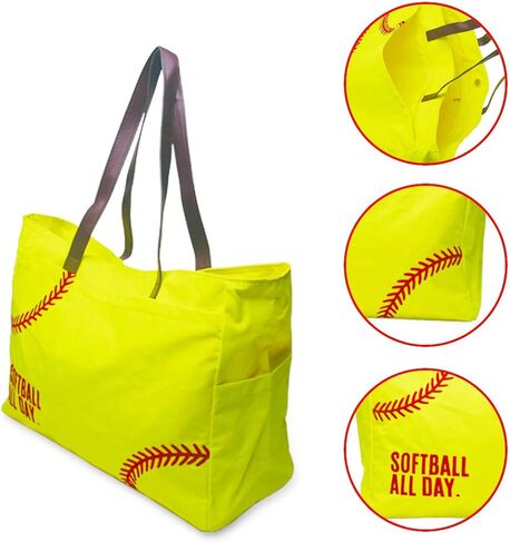 Gabigaba Woman Baseball Tote Handbag Large Oversize Casual Canvas Sports Mom Beach Travel Bag in Kuwait