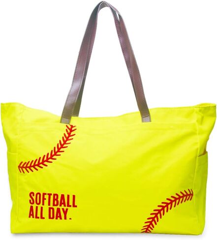 Gabigaba Woman Baseball Tote Handbag Large Oversize Casual Canvas Sports Mom Beach Travel Bag in Kuwait