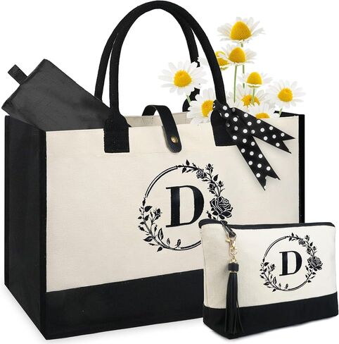 BeeGreen Personalized Gifts for Women w Cosmetic Bag Birthday Gifts for Women w Magnetic Buckle & Inner Zipper Pockets Gifts for Women Embroidery Monogram Gifts for Women Mom Mother 13oz Canvas D in Saudi Arabia