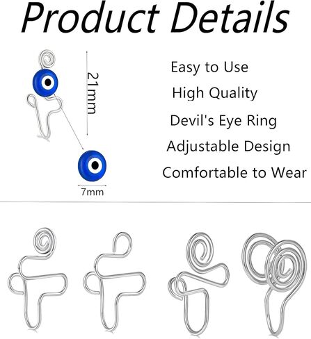 fxiqini 24 قطعة حلقات الأنف الحاجز وهمية مجموعة الأذن كليب غير ثقب وهمية الأنف الكفة عين الشر فراشة تشيكوسلوفاكيا كريستال فو الأنف الدائري الأصفاد الأنف الأفريقية للنساء لهجة الفضة in Kuwait