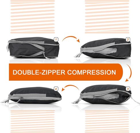 مكعبات تعبئة مضغوطة من WOOMADA لحقائب تنظيم الحقائب، مجموعة من 6 حقائب ضغط للسفر، منظم حقائب سفر قابلة للتوسيع للأمتعة (رمادي) in Kuwait