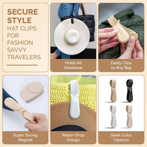 مشبك قبعة مغناطيسي للسفر من Ozueccr - حامل قبعة مغناطيسي عالي القوة يناسب السفر على الحقائب والأمتعة وحقائب الظهر والمحافظ وحقائب اليد... in Kuwait