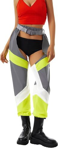 Women Buckle Bottomless Pants Sexy High Waist Rave Chaps Hollow Out Cargo Crotch Pants See Through Long Rave Leggings in Saudi Arabia