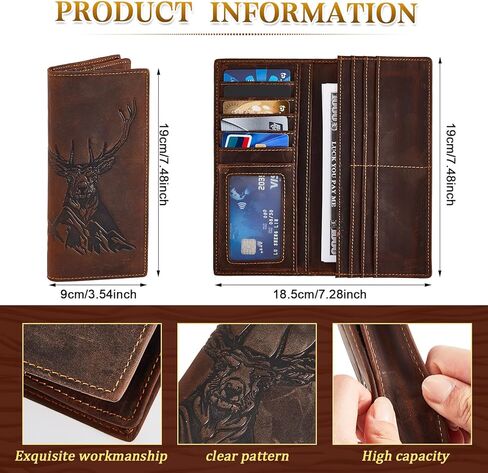 Paterr Valentines Men's Gift Set with Deer Long Billfold Rodeo Western Wallet Buckle Engraved Leather Belt Hole Puncher Accessory Set Deer Hunting Gifts Set with Gift Box for Boyfriend Husband Dad in Saudi Arabia
