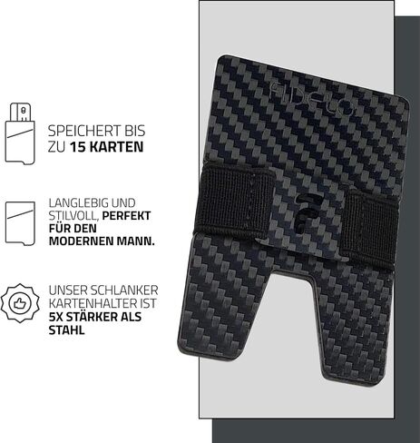 محفظة Fidelo Minimalist للرجال - محفظة رفيعة لمنع RFID للرجال وحامل بطاقات الائتمان. ألياف الكربون 3K. المحفظة المدمجة تأتي مع 4 أشرطة نقدية (أسود، رمادي داكن، رمادي فاتح وأزرق) - برستيج in Kuwait