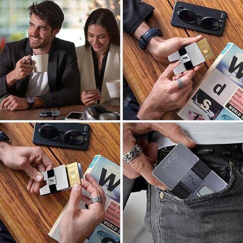محفظة Fidelo Minimalist للرجال - محفظة رفيعة لمنع RFID للرجال وحامل بطاقات الائتمان. ألياف الكربون 3K. المحفظة المدمجة تأتي مع 4 أشرطة نقدية (أسود، رمادي داكن، رمادي فاتح وأزرق) - برستيج in Kuwait